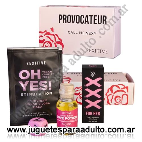 Aceites y lubricantes, Aceites y geles masajes, Kit provocateur call me sexy dado + aceite + lubricantes